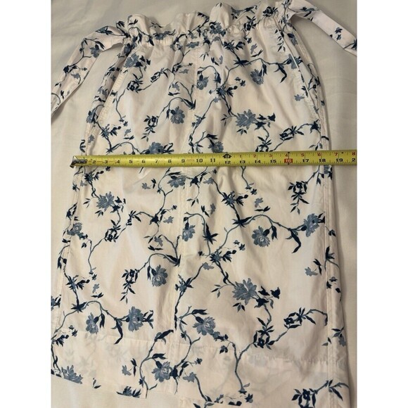 ARITZIA WILFRED Le Fou Maryvonne Skirt Med Tie Front Paper Bag White Blue Floral - Picture 11 of 13